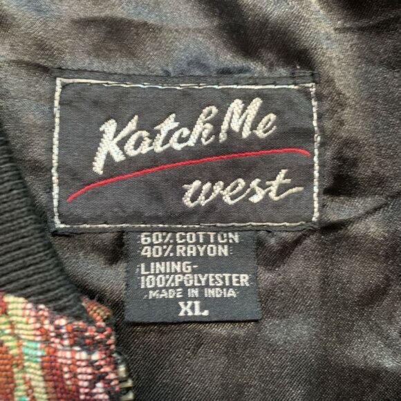 Vintage Katch Me West Horse Print Equestrian Tapestry Bomber Jacket Size XL - Picture 9 of 11